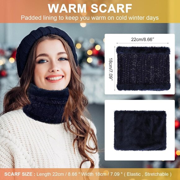 Winter Knitted Set Blue Women and Girls Hat Scarf Gloves Earmuffs Socks Warmer - Picture 4 of 7
